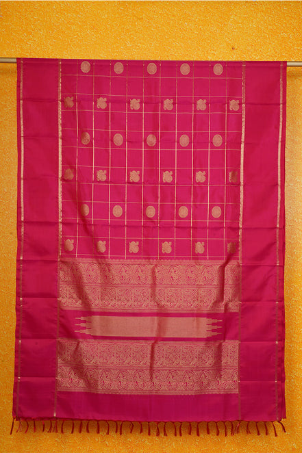Pink Zari Checks Vintage Kanchipuram Silk Saree