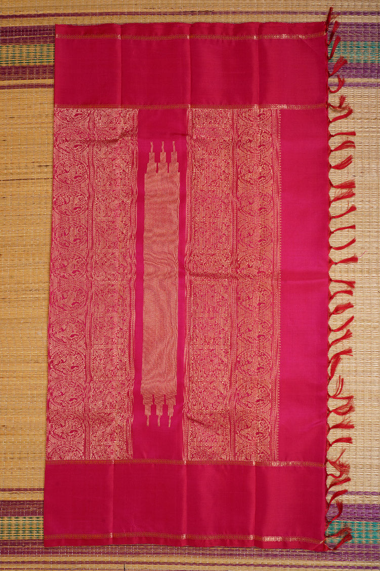 Pink Zari Checks Vintage Kanchipuram Silk Saree