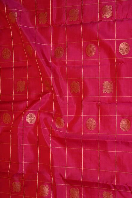 Pink Zari Checks Vintage Kanchipuram Silk Saree