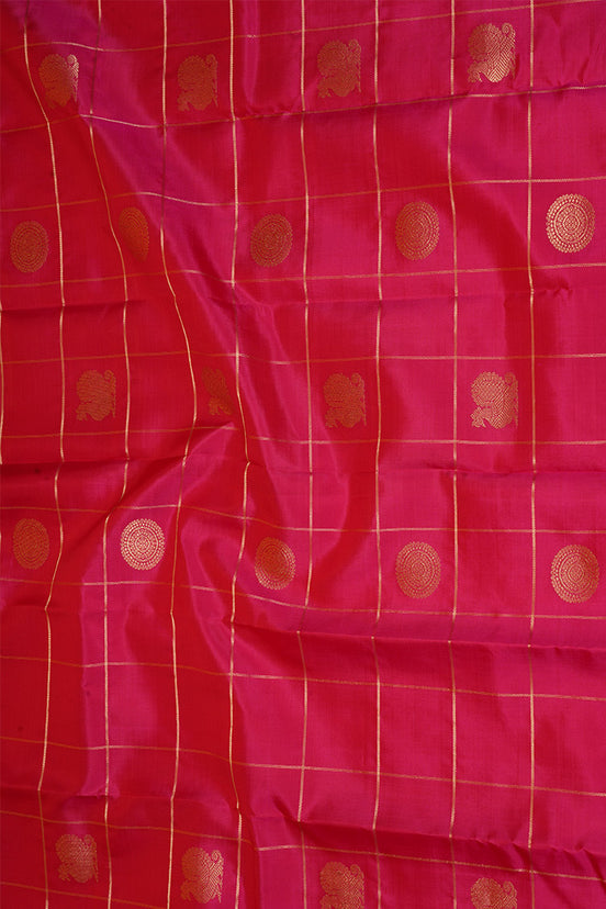 Pink Zari Checks Vintage Kanchipuram Silk Saree