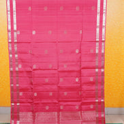 Pinkish Red Pure Soft Silk Saree with Almond Zari