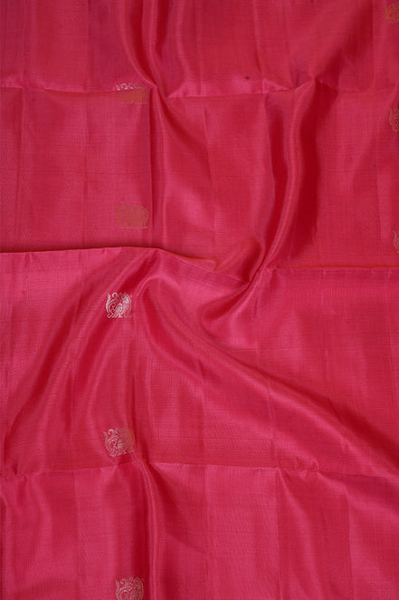 Pinkish Red Pure Soft Silk Saree with Almond Zari