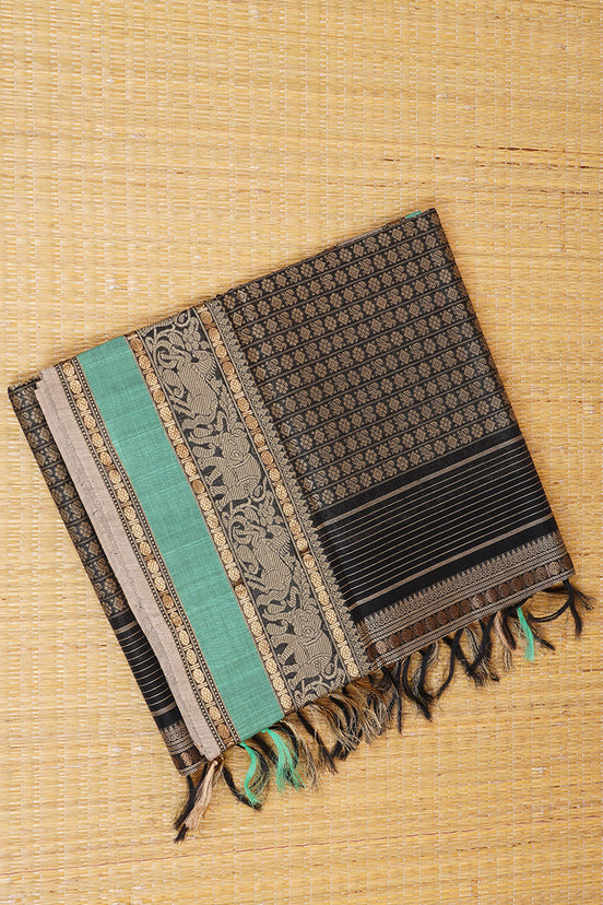 Pure Handloom Black 1000 Butta Rich Cotton Saree
