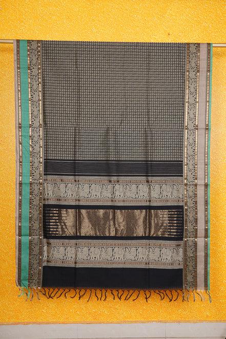 Pure Handloom Black 1000 Butta Rich Cotton Saree