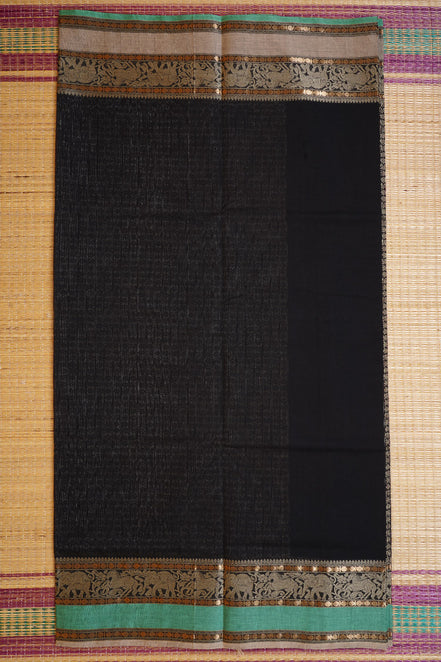 Pure Handloom Black 1000 Butta Rich Cotton Saree