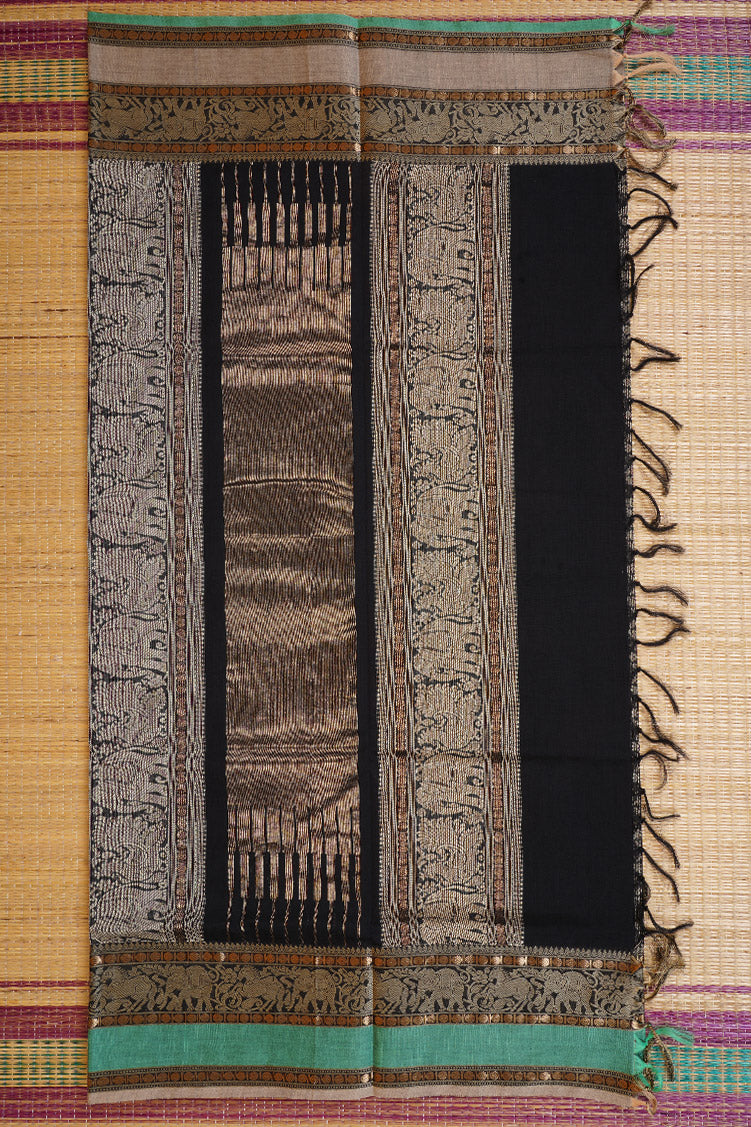 Pure Handloom Black 1000 Butta Rich Cotton Saree