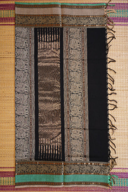 Pure Handloom Black 1000 Butta Rich Cotton Saree