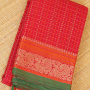 Pure Handloom Chilli Red Rich Cotton Saree