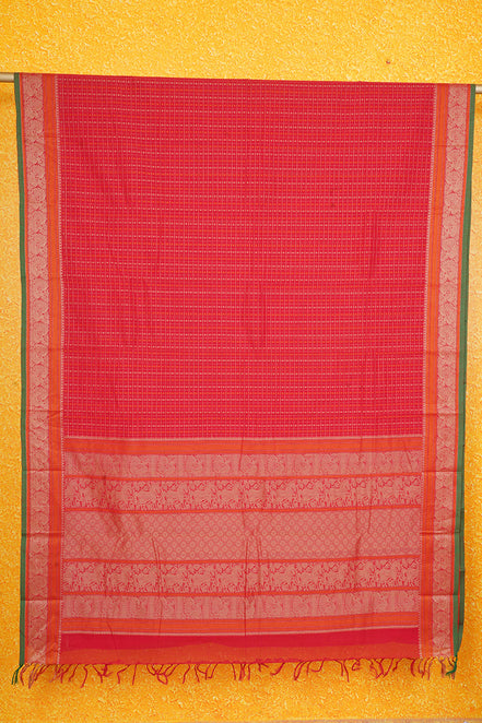 Pure Handloom Chilli Red Rich Cotton Saree