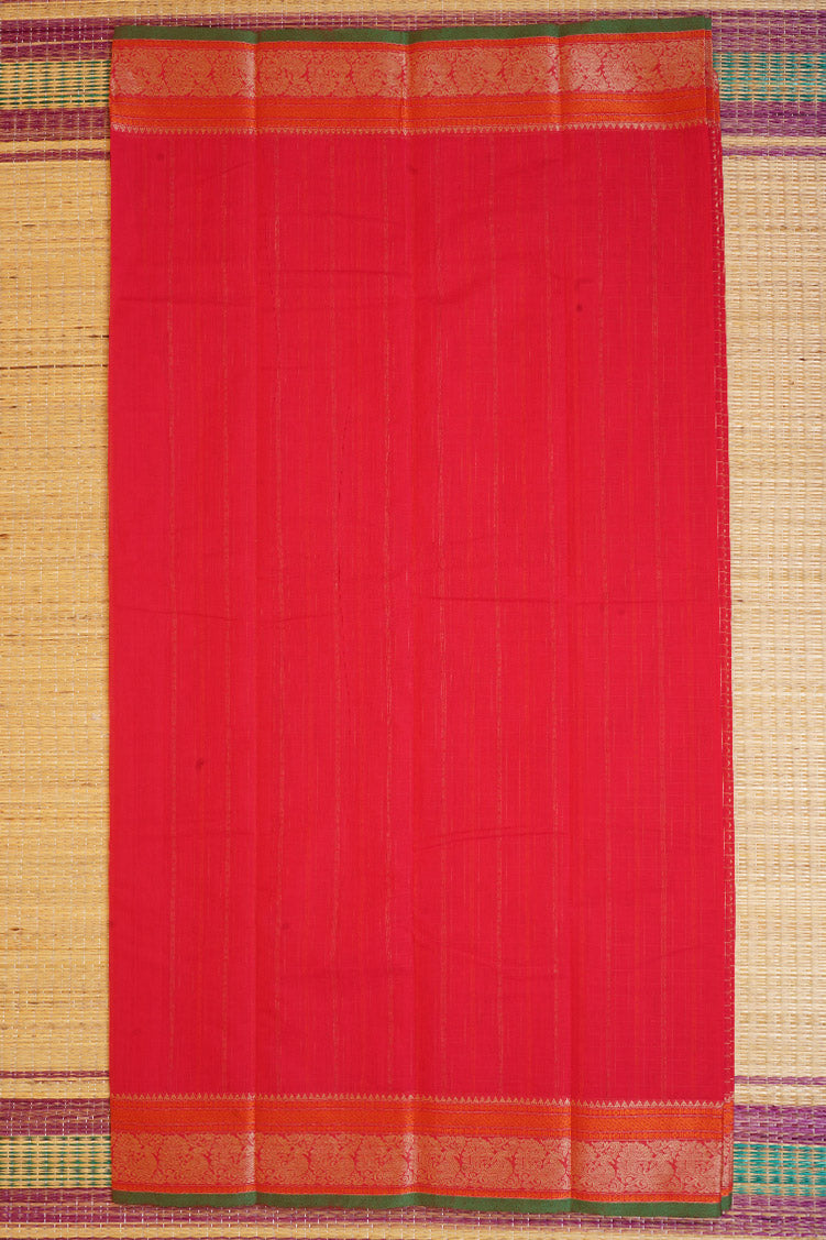 Pure Handloom Chilli Red Rich Cotton Saree