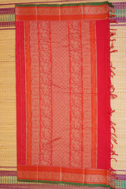 Pure Handloom Chilli Red Rich Cotton Saree
