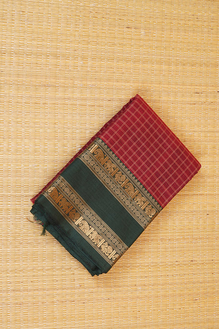 Pure Handloom Maroon Rich Cotton Saree