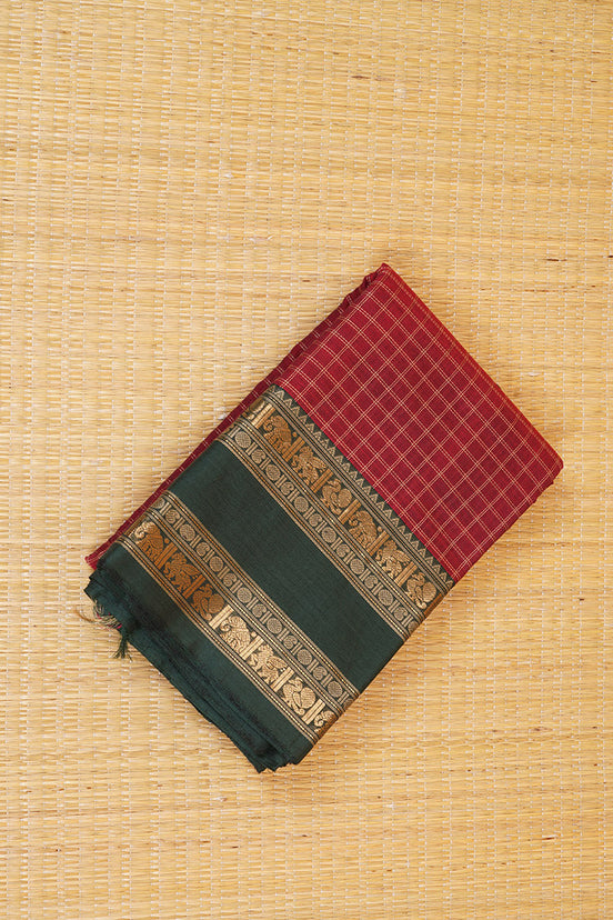 Pure Handloom Maroon Rich Cotton Saree