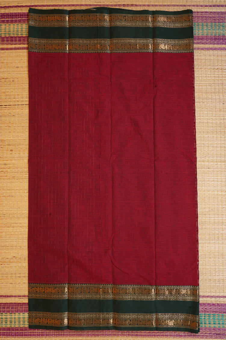 Pure Handloom Maroon Rich Cotton Saree