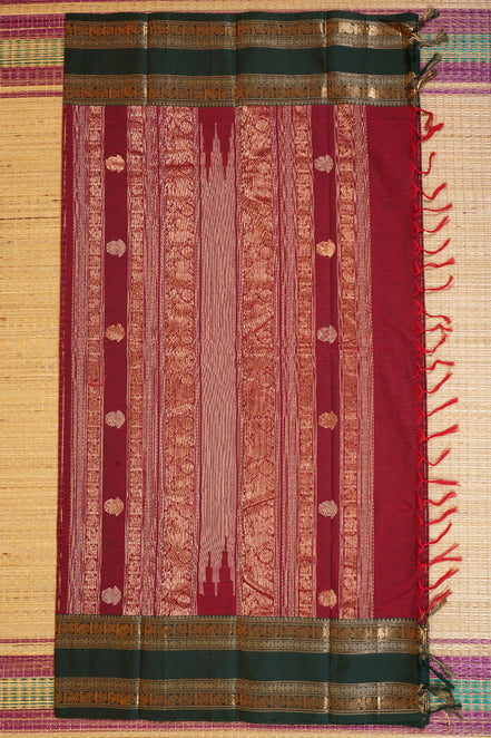 Pure Handloom Maroon Rich Cotton Saree