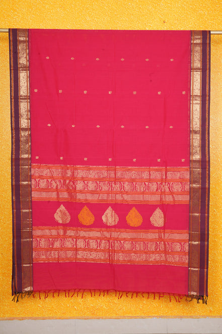 Pure Handloom Rani Pink Rich Cotton Saree