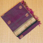 Purple Vintage Silkcotton Saree with Dark Green Borders
