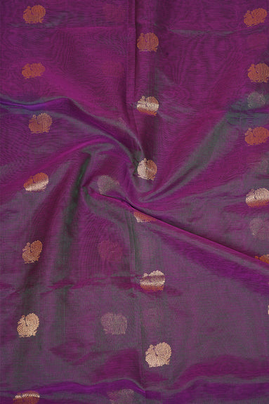 Purple Vintage Silkcotton Saree with Dark Green Borders