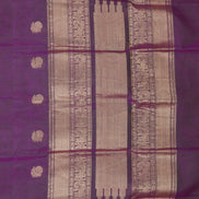 Purple Vintage Silkcotton Saree with Dark Green Borders