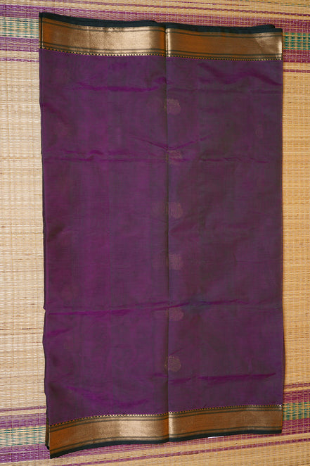 Purple Vintage Silkcotton Saree with Dark Green Borders