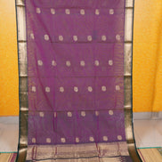 Purple Vintage Silkcotton Saree with Dark Green Borders