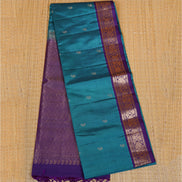 Rama Blue Pure Lightweight Kanchipuram Saree with Purple Borders