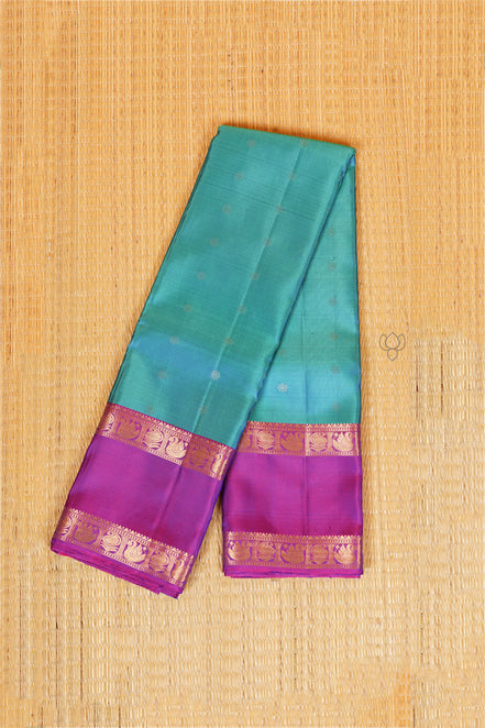 Rama Blue Lightweight Kanchipuram Silk Saree with Magenta Border