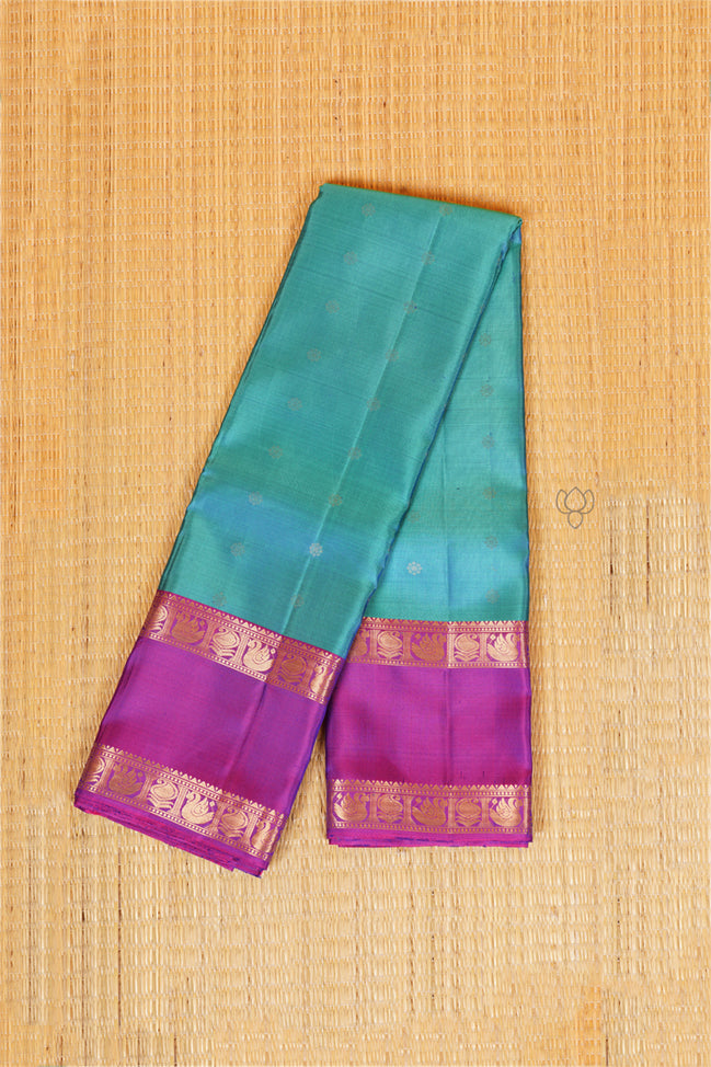 Rama Blue Lightweight Kanchipuram Silk Saree with Magenta Border
