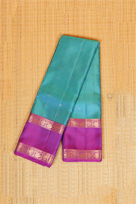 Rama Blue Lightweight Kanchipuram Silk Saree with Magenta Border