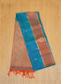 Rama Blue Pure Soft Silk Saree with Orange Borders