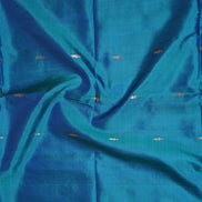 Rama Blue Pure Soft Silk Saree with Orange Borders