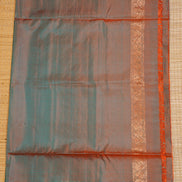 Rama Blue Pure Soft Silk Saree with Orange Borders