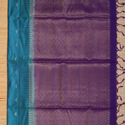Rama Blue Pure Lightweight Kanchipuram Saree with Purple Borders