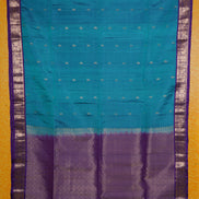 Rama Blue Pure Lightweight Kanchipuram Saree with Purple Borders