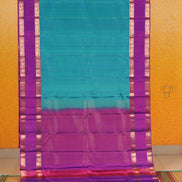 Rama Blue Lightweight Kanchipuram Silk Saree with Magenta Border