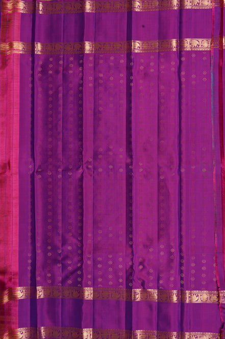 Rama Blue Lightweight Kanchipuram Silk Saree with Magenta Border