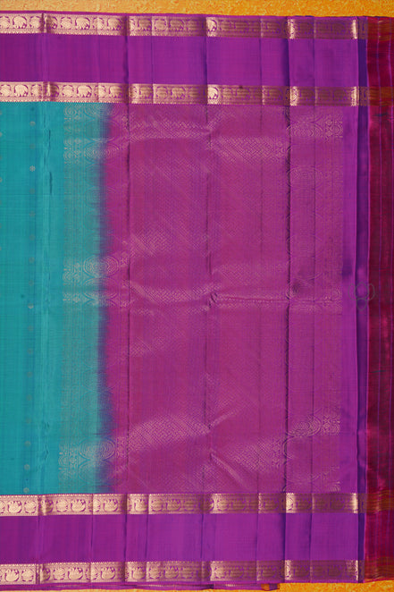 Rama Blue Lightweight Kanchipuram Silk Saree with Magenta Border