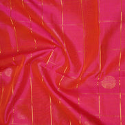 Rani Pink Silkcotton Saree with Blue Borders