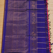 Rani Pink Silkcotton Saree with Blue Borders