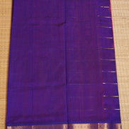 Rani Pink Silkcotton Saree with Blue Borders