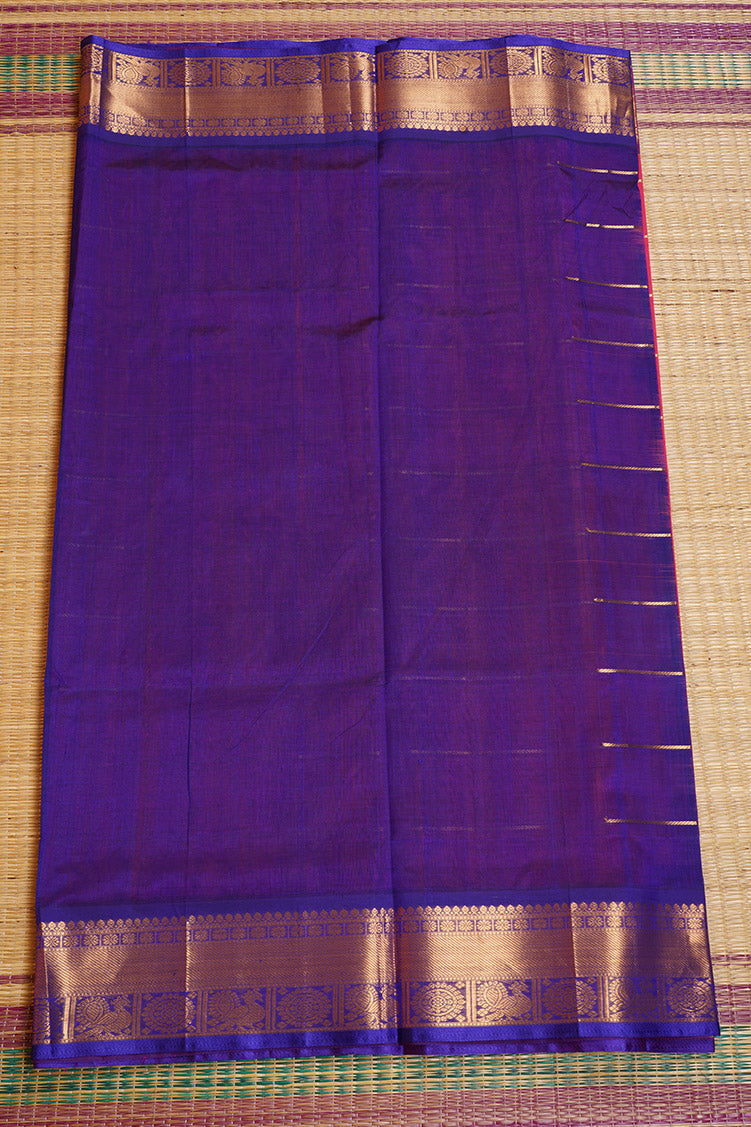 Rani Pink Silkcotton Saree with Blue Borders