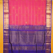 Rani Pink Silkcotton Saree with Blue Borders