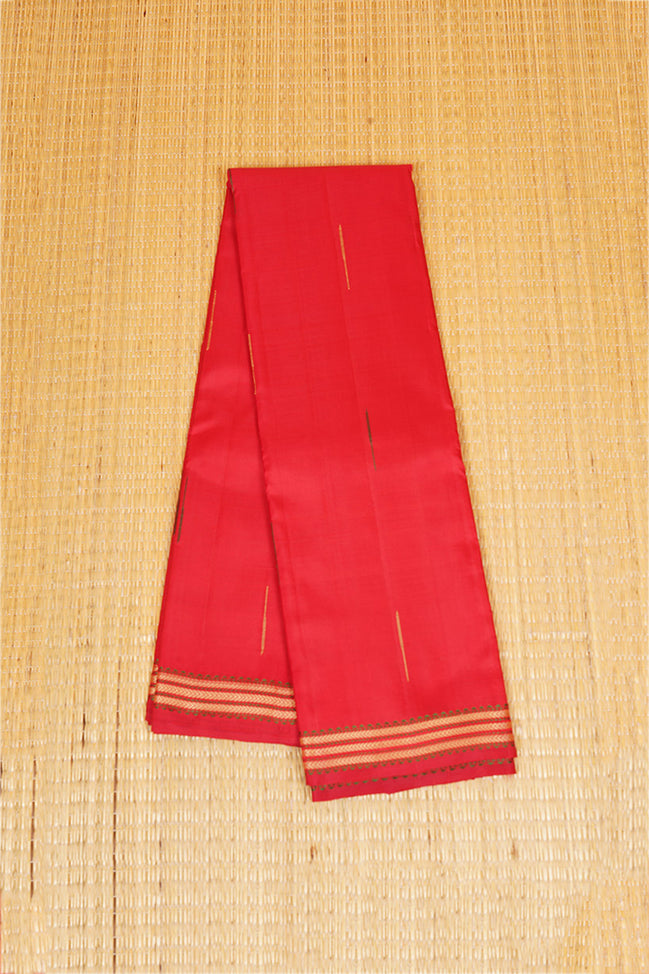 Red Kanchipuram Silk Saree with Mazhai Thuli Buttas