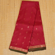 Red Pure Soft Silk Saree with Green Borders