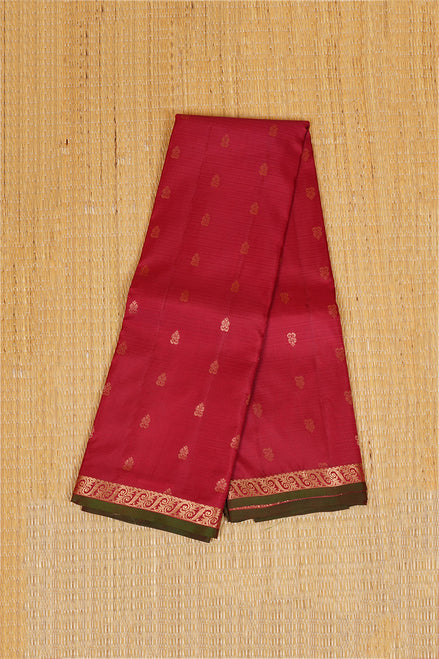 Red Pure Soft Silk Saree with Green Borders