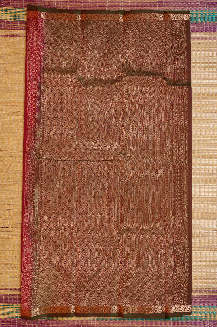 Red Pure Soft Silk Saree with Green Borders