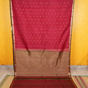 Red Pure Soft Silk Saree with Green Borders