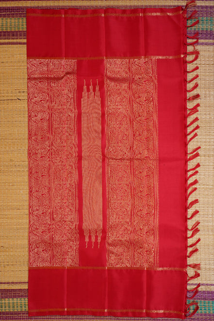 Red Zari Checks Vintage Kanchipuram Silk Saree