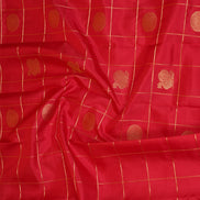 Red Zari Checks Vintage Kanchipuram Silk Saree
