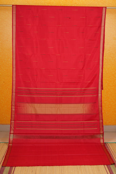 Red Kanchipuram Silk Saree with Mazhai Thuli Buttas